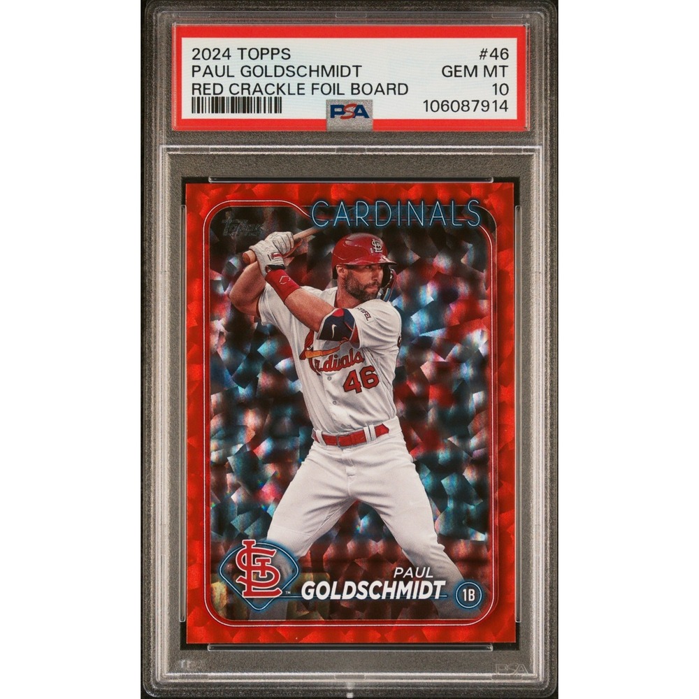2024 Topps Series 1 - Paul Goldschmidt #46 Red Crackle‎ Foil /199 - PSA 10 GEM